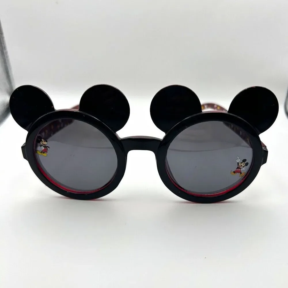 Disney Mickey Mouse Kids Ears Round Sunglasses Gray Lenses Size 44-23-125 used